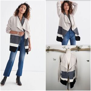 Madewell Meridian boiled wool sweater coat striped